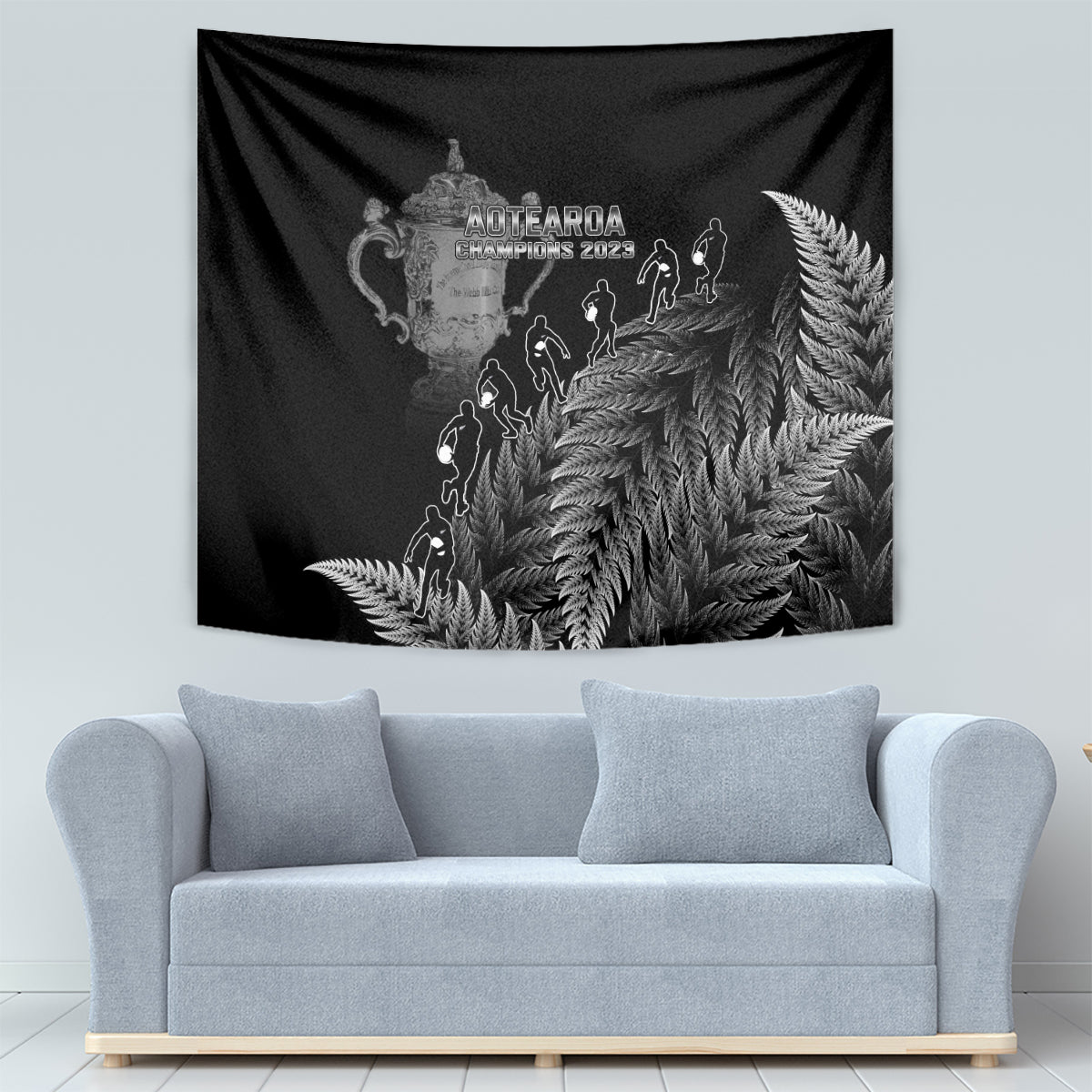 Custom New Zealand Silver Fern Rugby Tapestry All Black Go Champions 2023 With Trophy Proud - Vibe Hoodie Shop