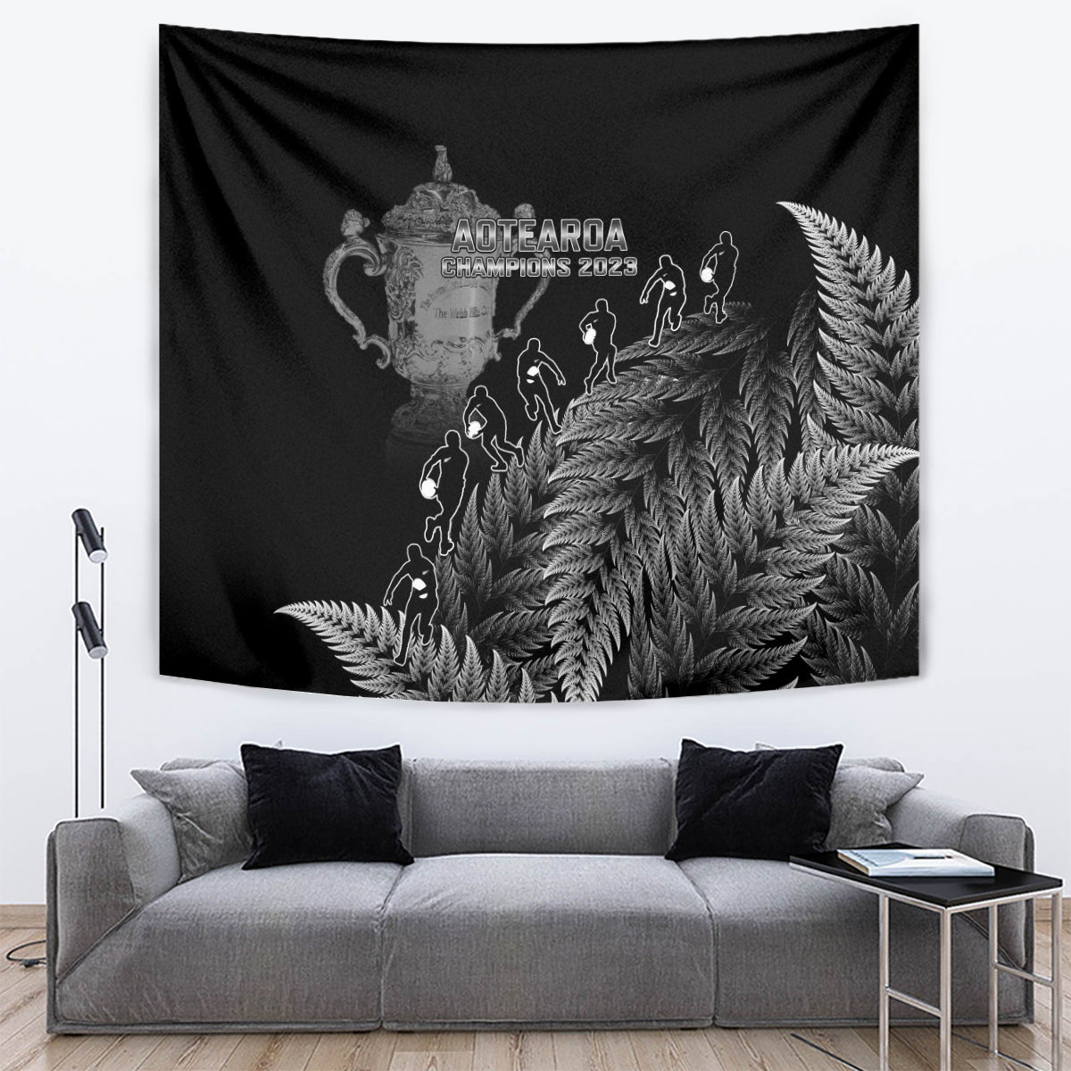 Custom New Zealand Silver Fern Rugby Tapestry All Black Go Champions 2023 With Trophy Proud - Vibe Hoodie Shop