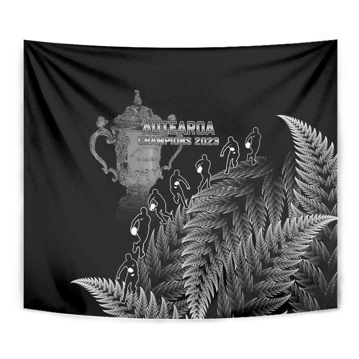 Custom New Zealand Silver Fern Rugby Tapestry All Black Go Champions 2023 With Trophy Proud - Vibe Hoodie Shop