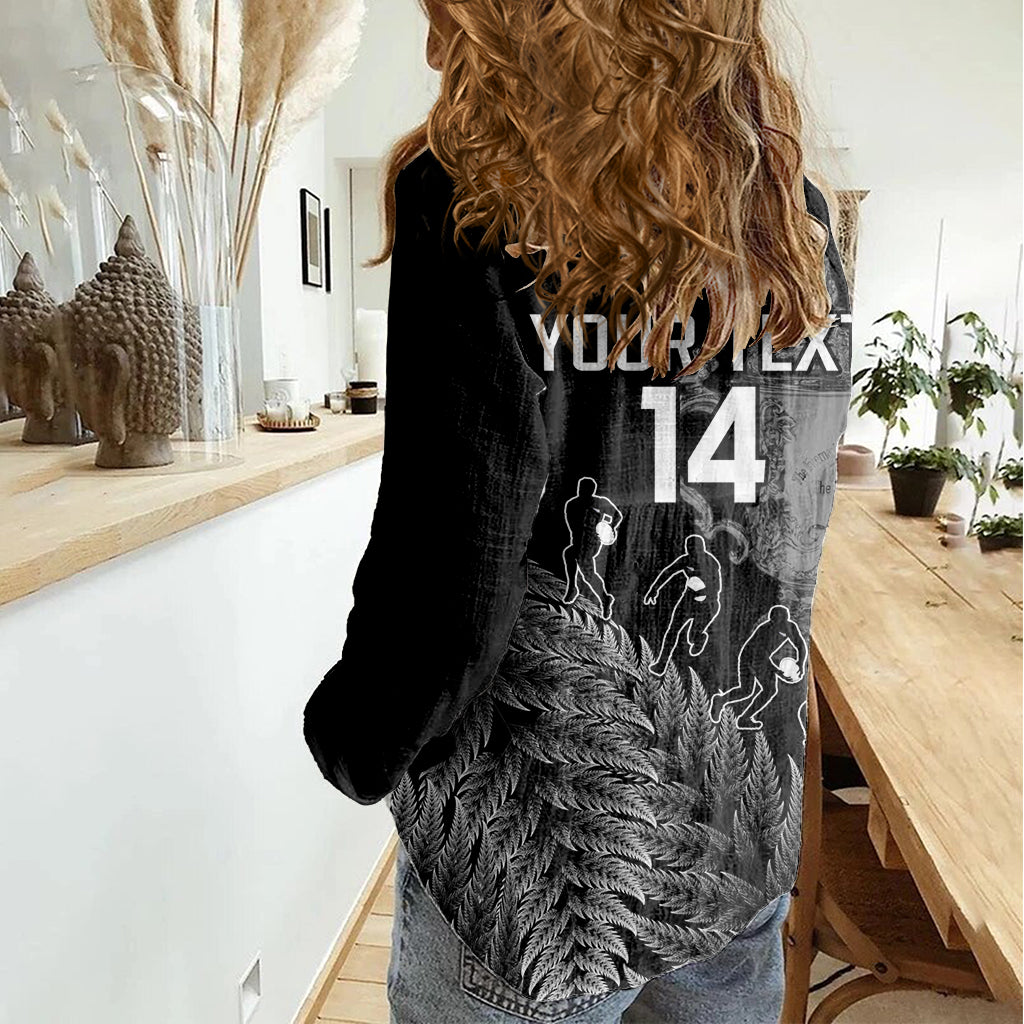 Custom New Zealand Silver Fern Rugby Women Casual Shirt All Black Go Champions 2023 With Trophy Proud - Vibe Hoodie Shop