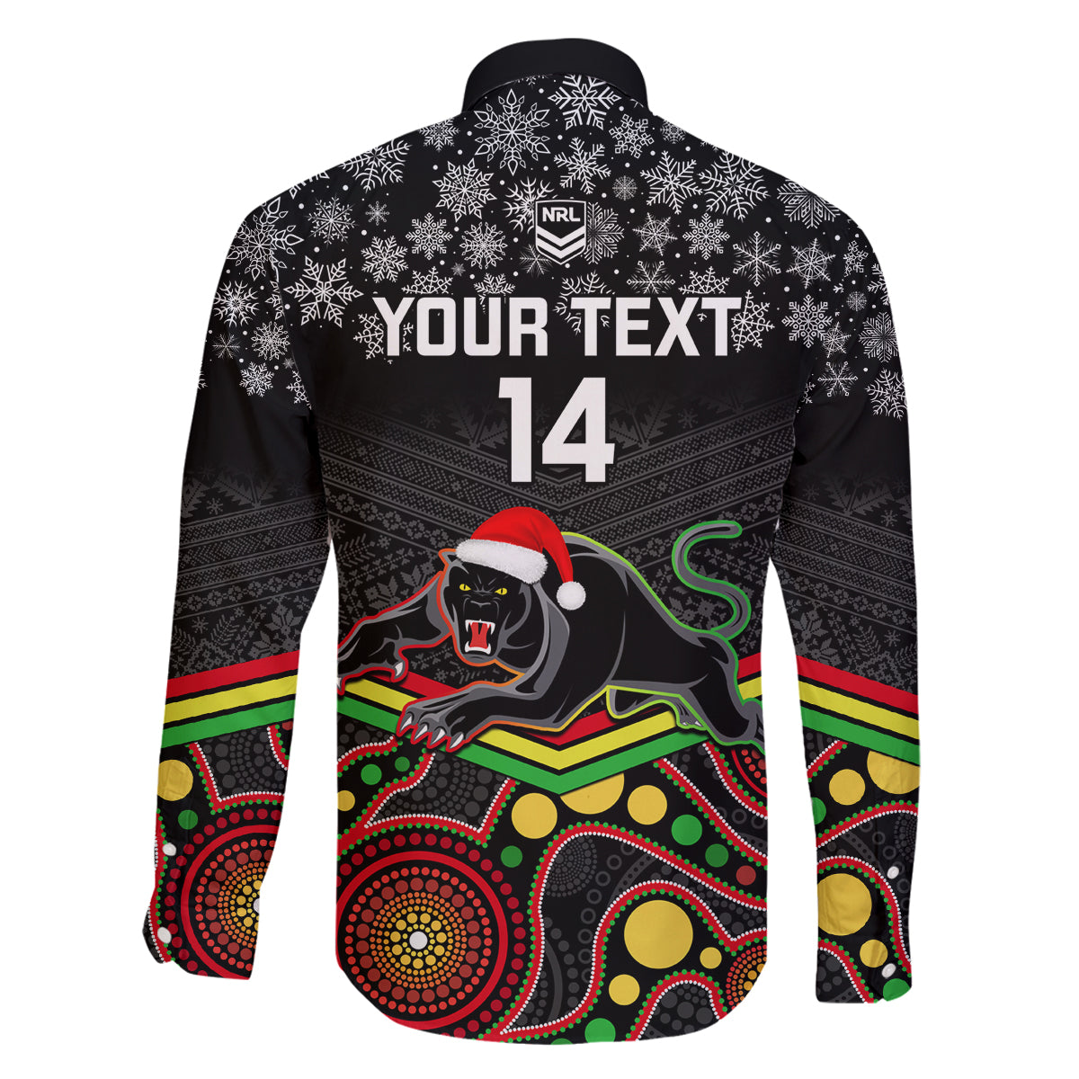 custom-panthers-rugby-christmas-family-matching-long-sleeve-bodycon-dress-and-hawaiian-shirt-merry-xmas-2023-mix-aboriginal-art-black-version