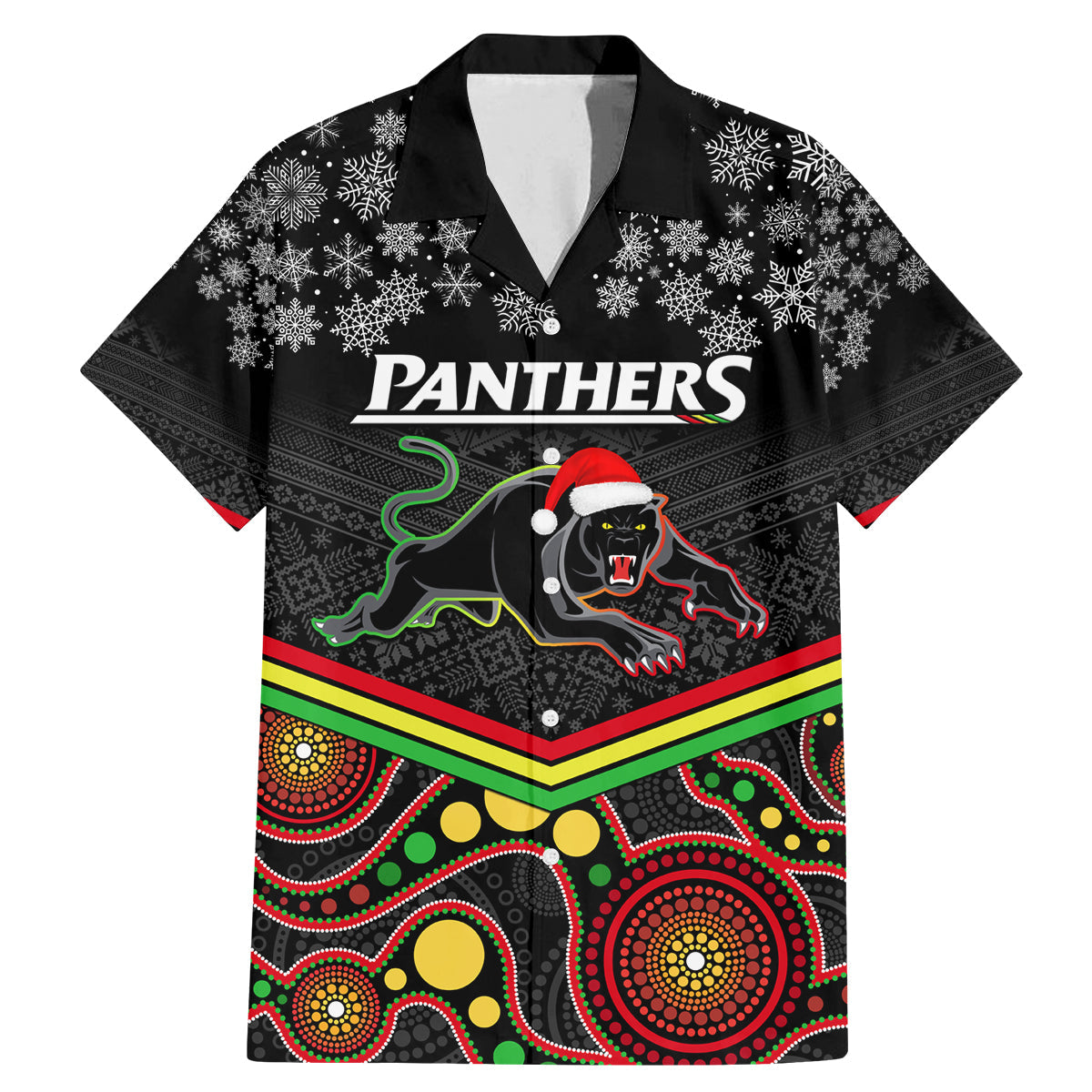 custom-panthers-rugby-christmas-family-matching-mermaid-dress-and-hawaiian-shirt-merry-xmas-2023-mix-aboriginal-art-black-version