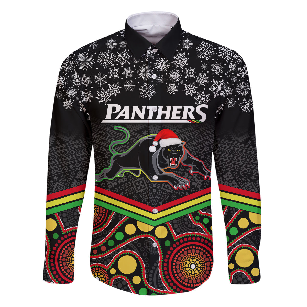 custom-panthers-rugby-christmas-family-matching-puletasi-dress-and-hawaiian-shirt-merry-xmas-2023-mix-aboriginal-art-black-version