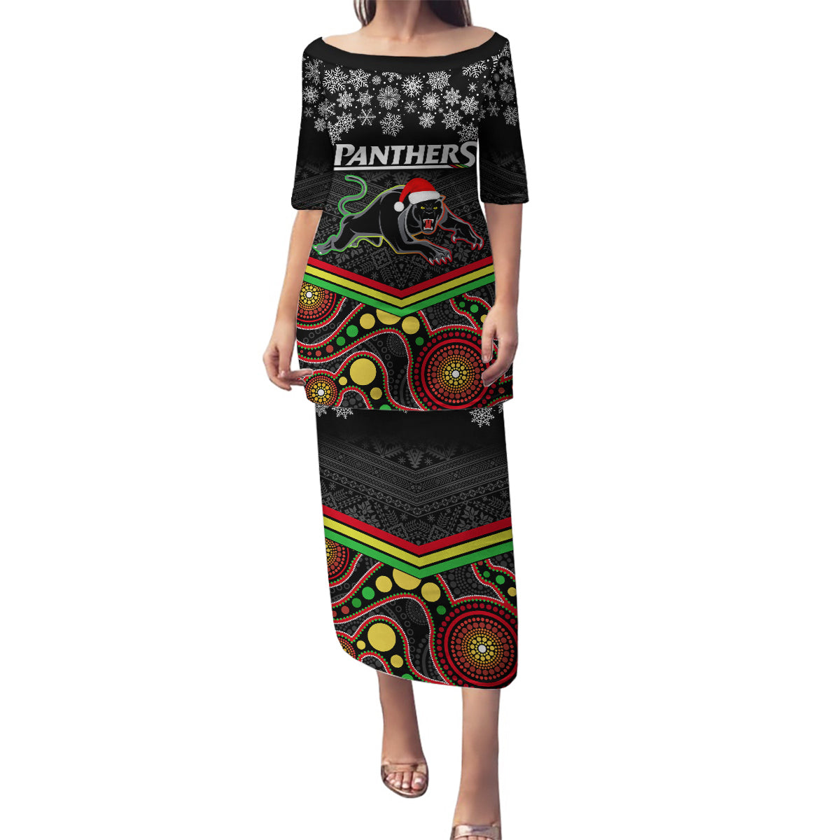 custom-panthers-rugby-christmas-family-matching-puletasi-dress-and-hawaiian-shirt-merry-xmas-2023-mix-aboriginal-art-black-version