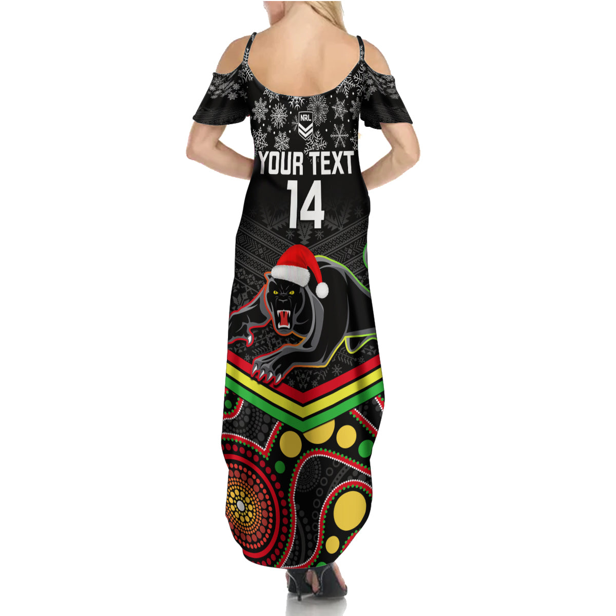 custom-panthers-rugby-christmas-family-matching-summer-maxi-dress-and-hawaiian-shirt-merry-xmas-2023-mix-aboriginal-art-black-version