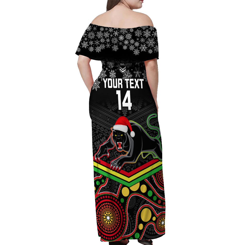custom-panthers-rugby-christmas-off-shoulder-maxi-dress-merry-xmas-2023-mix-aboriginal-art-black-version