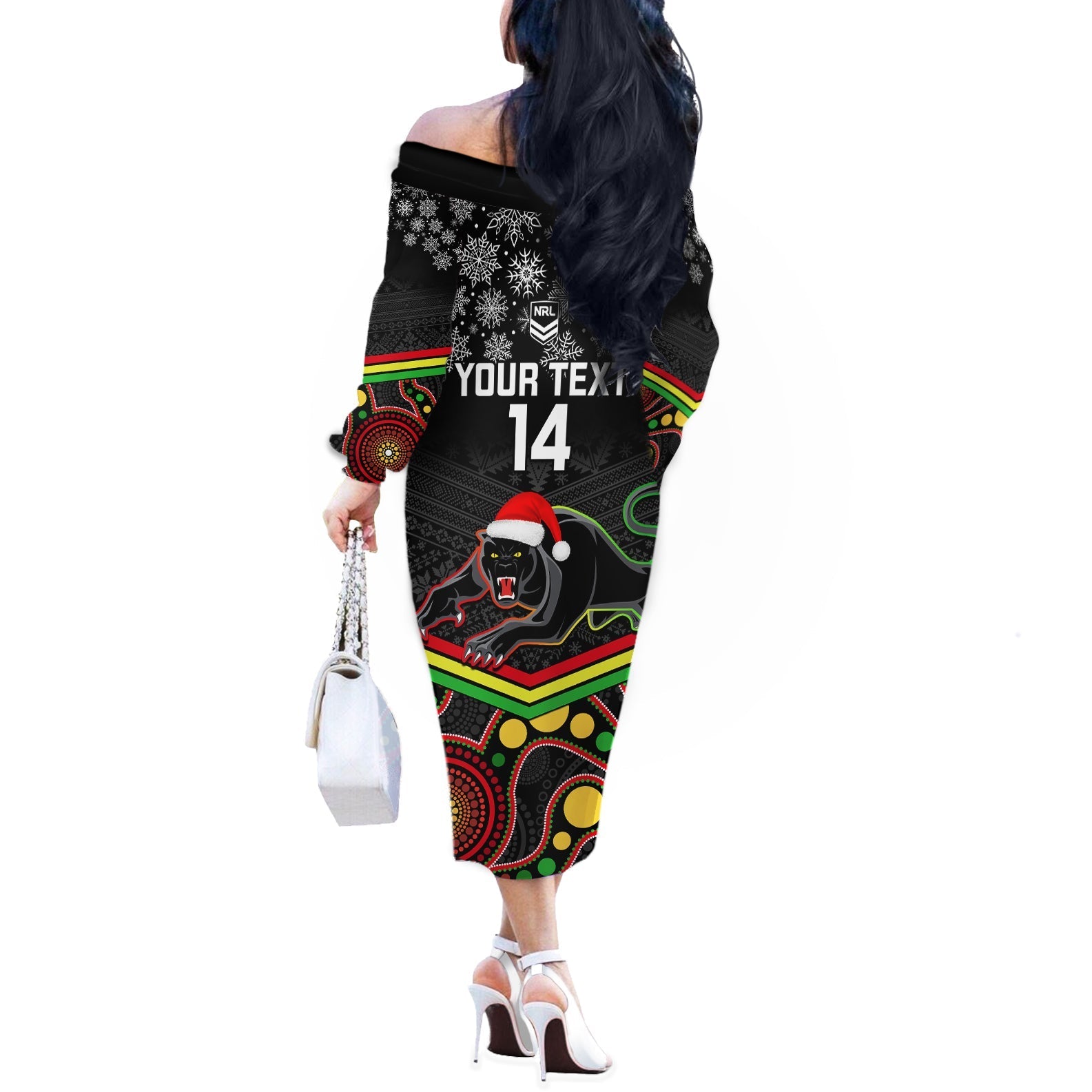 custom-panthers-rugby-christmas-off-the-shoulder-long-sleeve-dress-merry-xmas-2023-mix-aboriginal-art-black-version
