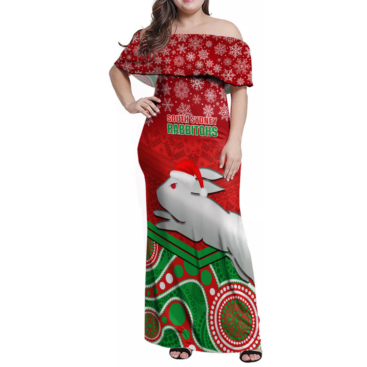 custom-rabbitohs-rugby-christmas-family-matching-off-shoulder-maxi-dress-and-hawaiian-shirt-merry-xmas-2023-mix-aboriginal-art