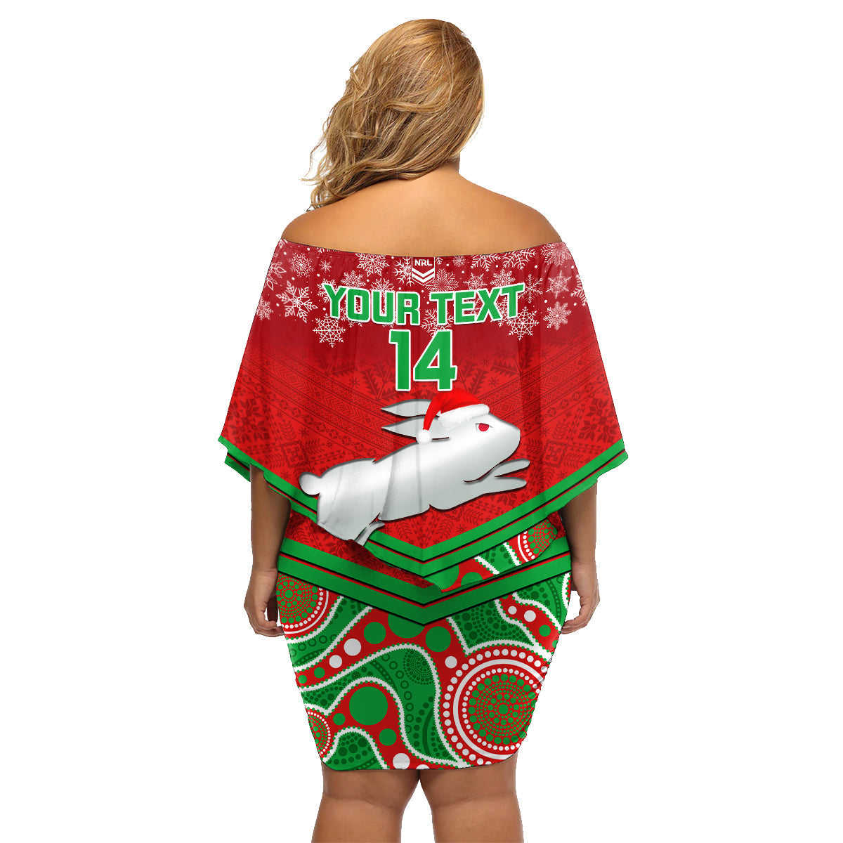 custom-rabbitohs-rugby-christmas-family-matching-off-shoulder-short-dress-and-hawaiian-shirt-merry-xmas-2023-mix-aboriginal-art