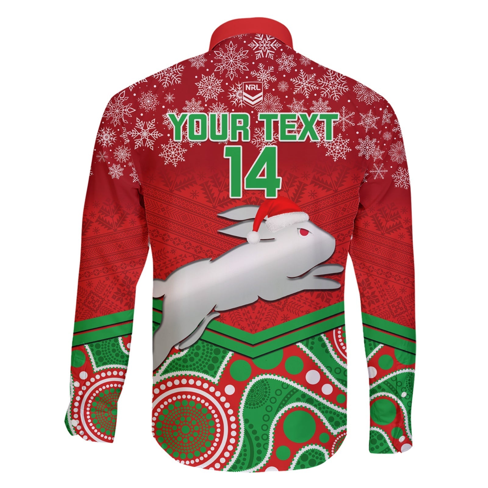 custom-rabbitohs-rugby-christmas-family-matching-short-sleeve-bodycon-dress-and-hawaiian-shirt-merry-xmas-2023-mix-aboriginal-art