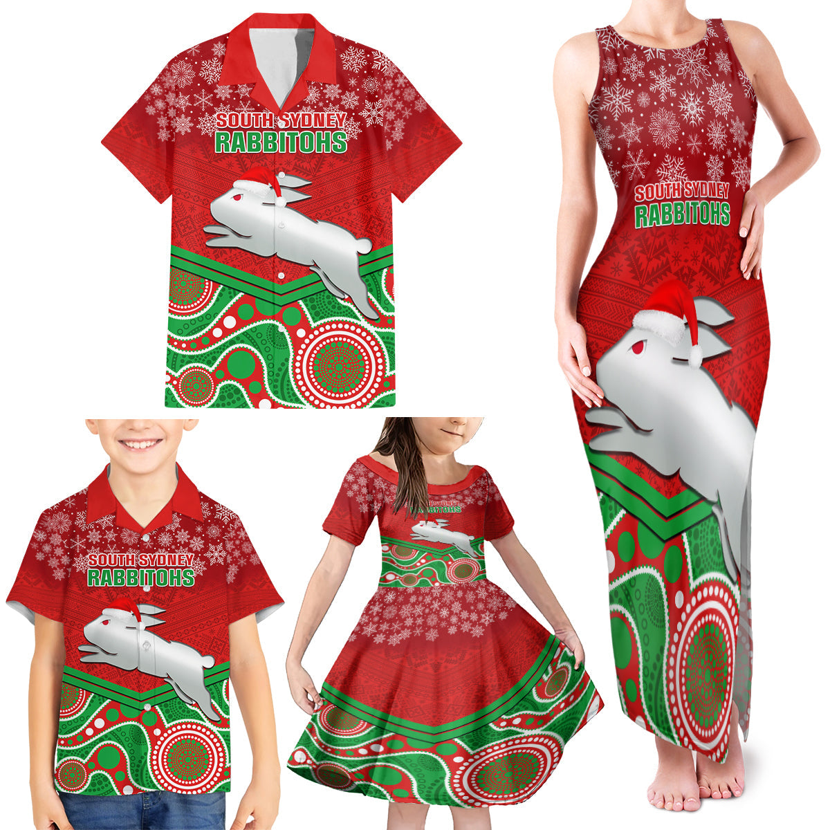 custom-rabbitohs-rugby-christmas-family-matching-tank-maxi-dress-and-hawaiian-shirt-merry-xmas-2023-mix-aboriginal-art