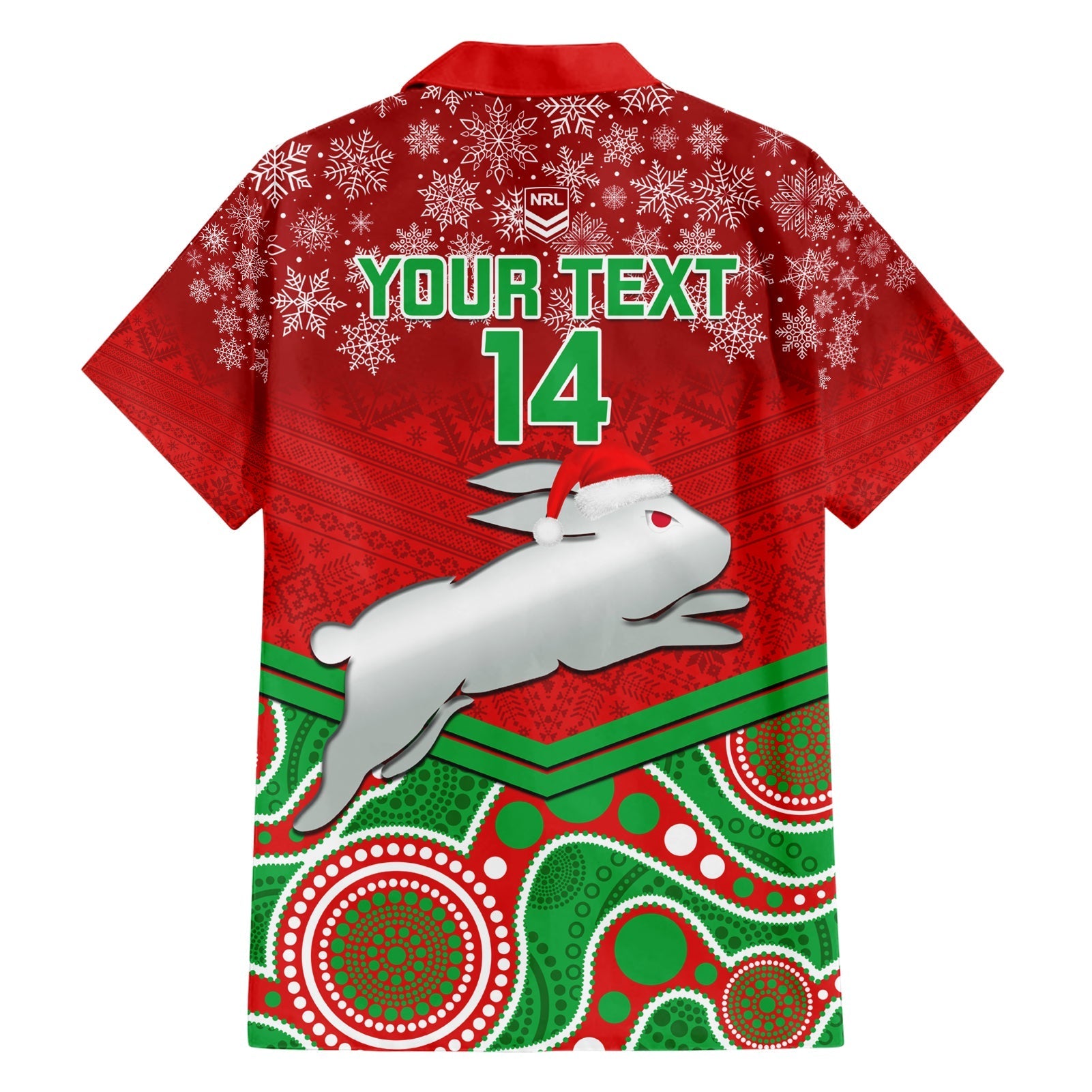 Custom Rabbitohs Rugby Christmas Hawaiian Shirt Merry Xmas 2023 Mix Aboriginal Art - Vibe Hoodie Shop