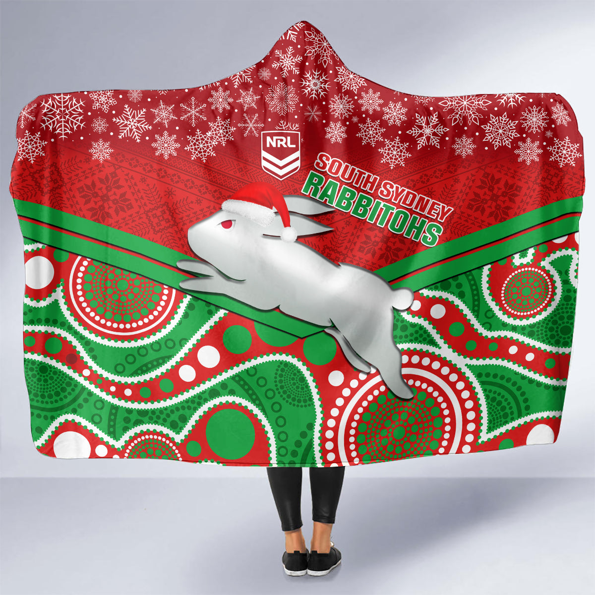 custom-rabbitohs-rugby-christmas-hooded-blanket-merry-xmas-2023-mix-aboriginal-art