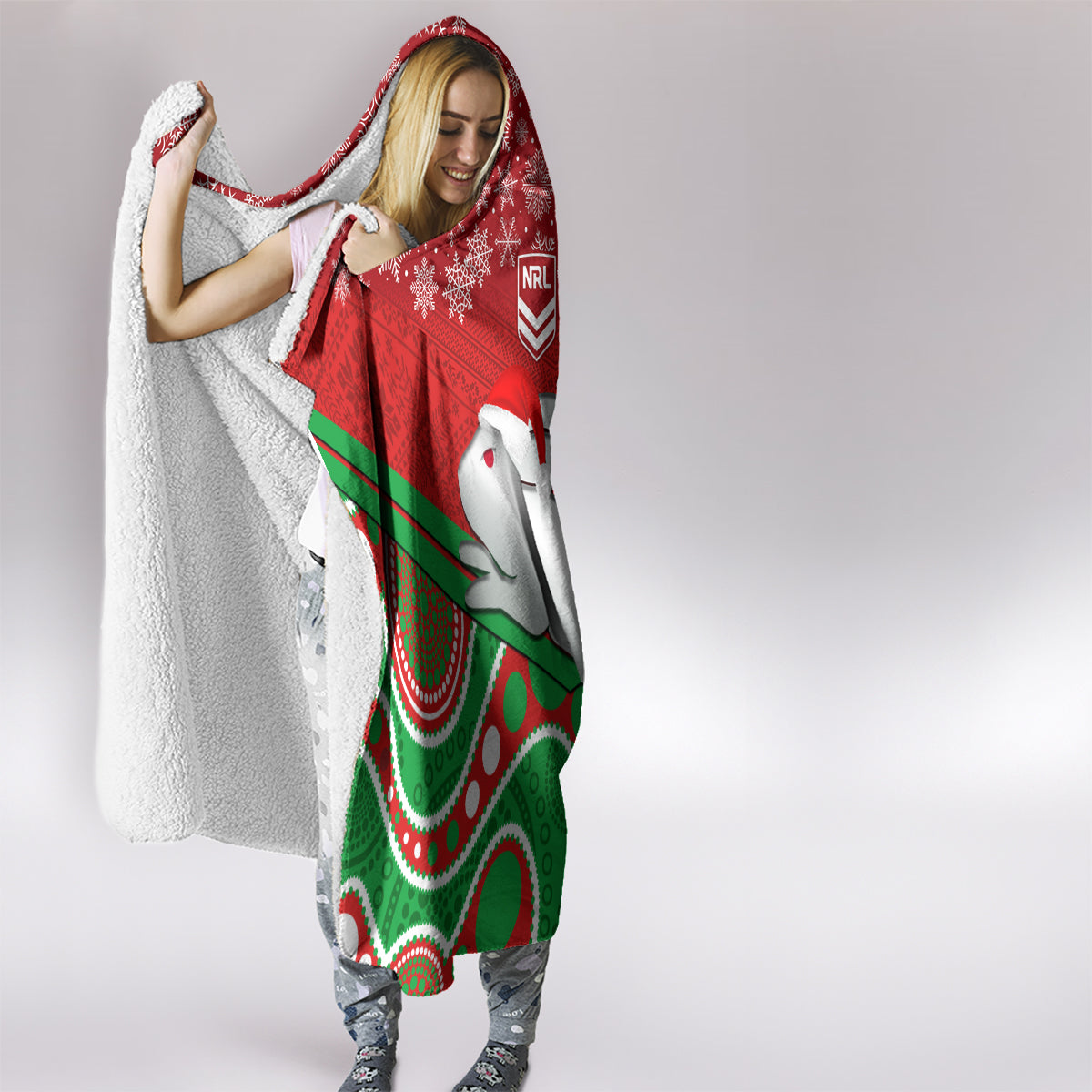 custom-rabbitohs-rugby-christmas-hooded-blanket-merry-xmas-2023-mix-aboriginal-art