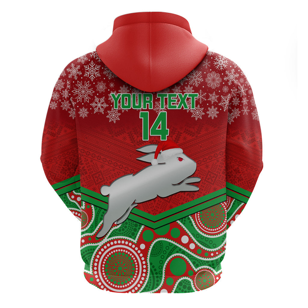 Custom Rabbitohs Rugby Christmas Hoodie Merry Xmas 2023 Mix Aboriginal Art - Vibe Hoodie Shop