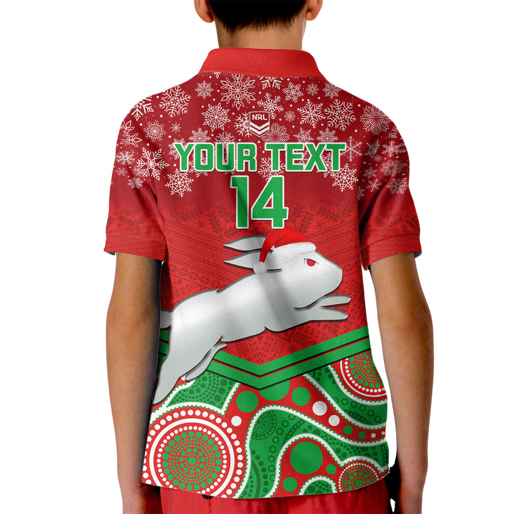 Custom Rabbitohs Rugby Christmas Kid Polo Shirt Merry Xmas 2023 Mix Aboriginal Art - Vibe Hoodie Shop