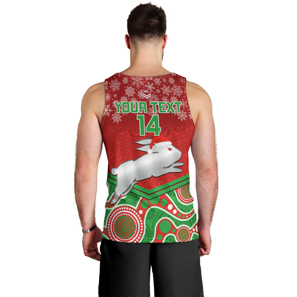 Custom Rabbitohs Rugby Christmas Men Tank Top Merry Xmas 2023 Mix Aboriginal Art - Vibe Hoodie Shop