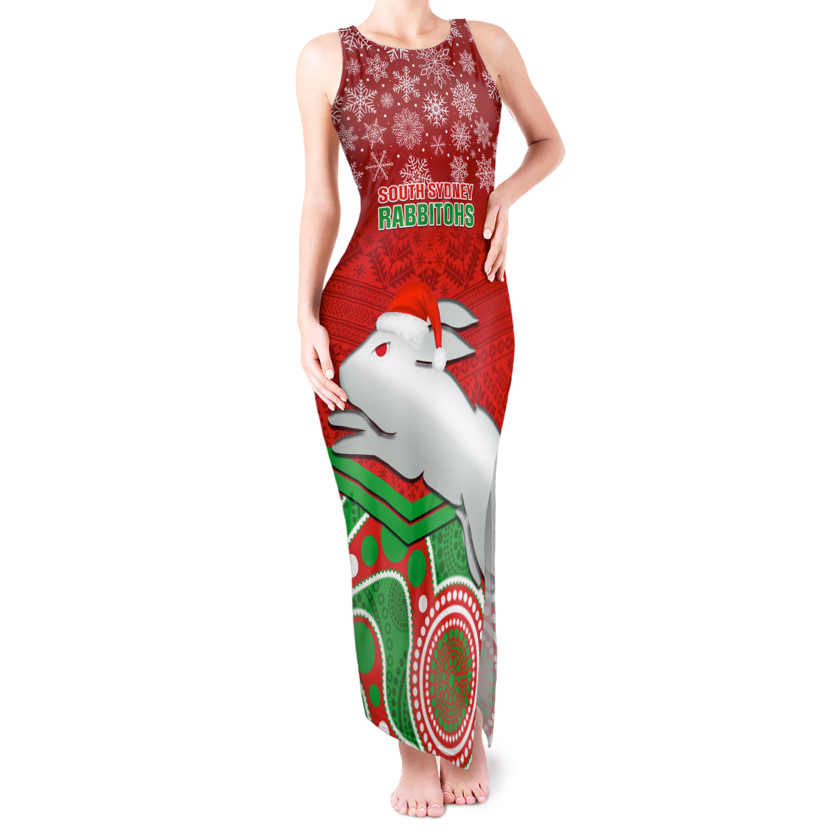 custom-rabbitohs-rugby-christmas-tank-maxi-dress-merry-xmas-2023-mix-aboriginal-art