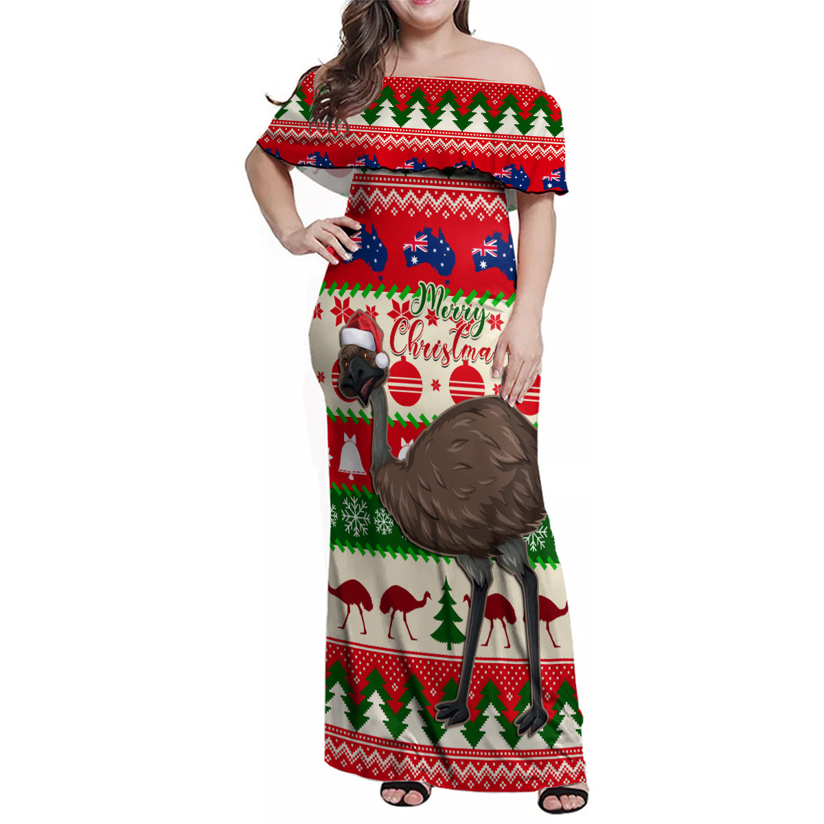 australia-christmas-family-matching-off-shoulder-maxi-dress-and-hawaiian-shirt-aussie-emu-santa-merry-xmas