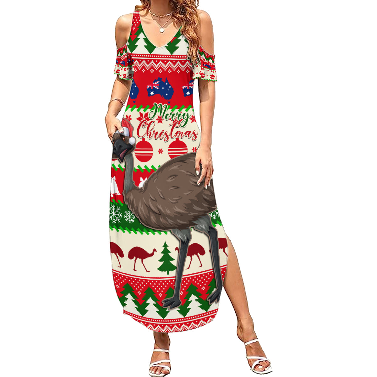 australia-christmas-family-matching-summer-maxi-dress-and-hawaiian-shirt-aussie-emu-santa-merry-xmas