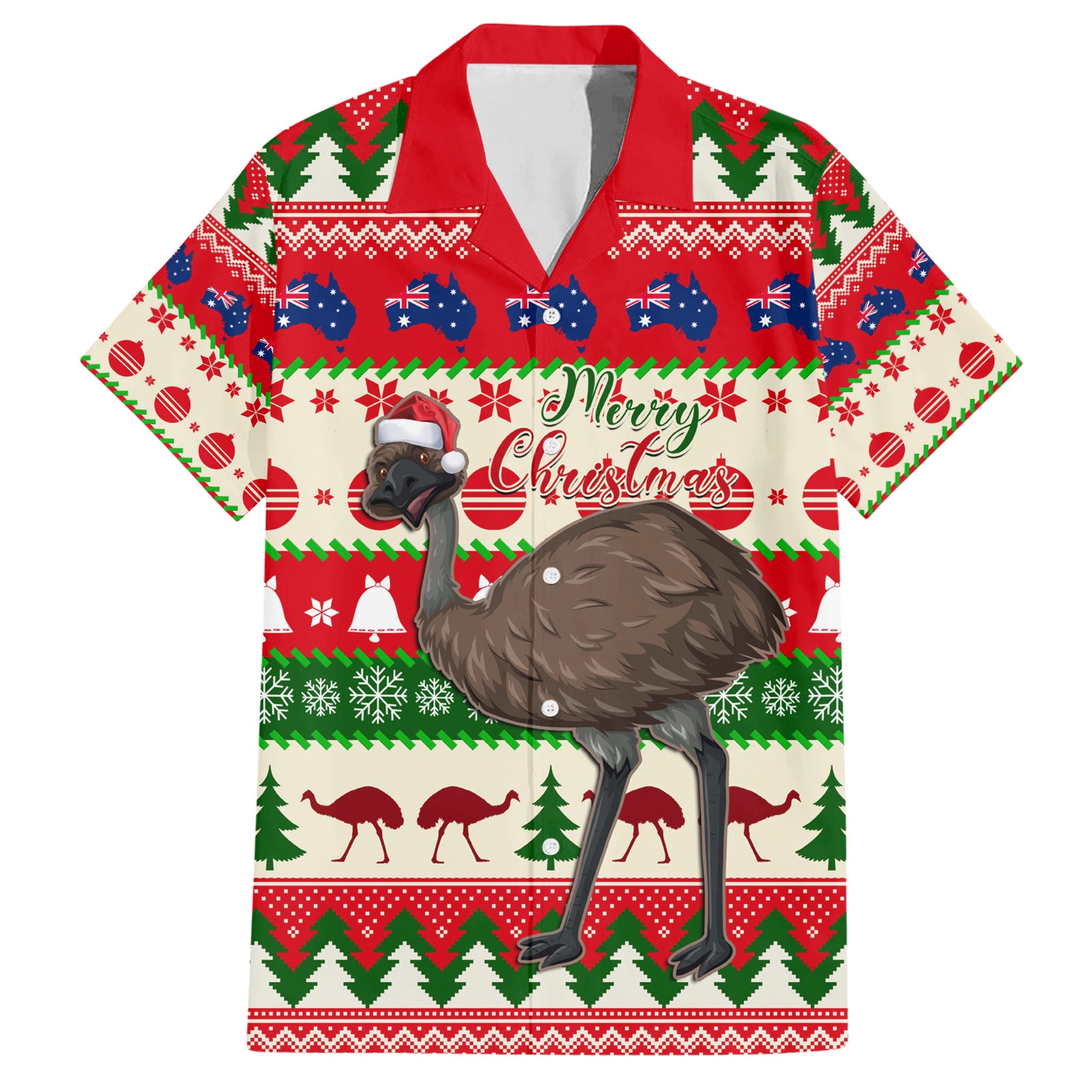 Australia Christmas Hawaiian Shirt Aussie Emu Santa Merry Xmas - Vibe Hoodie Shop