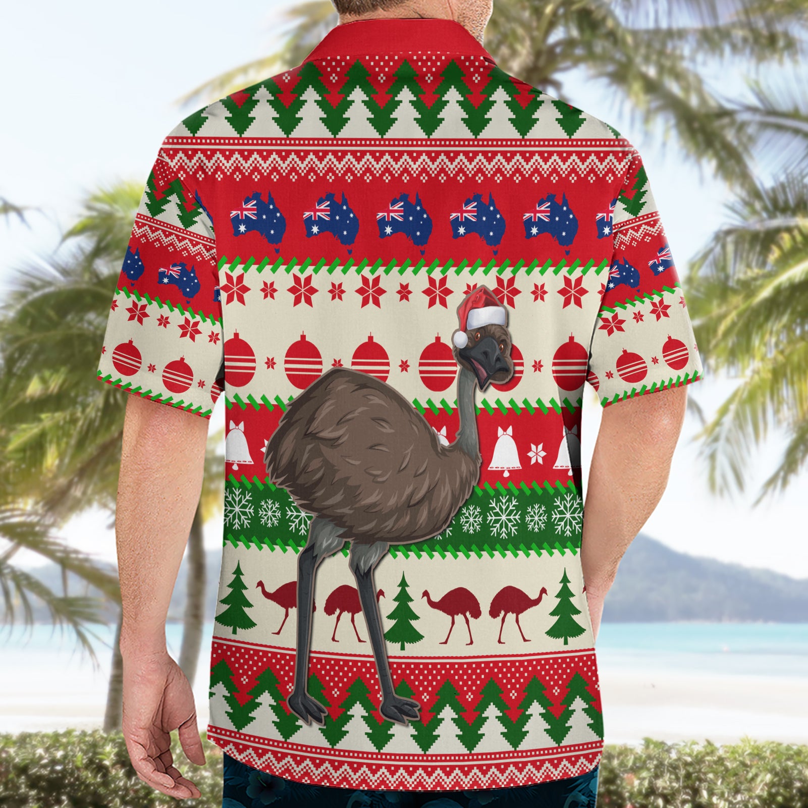 Australia Christmas Hawaiian Shirt Aussie Emu Santa Merry Xmas - Vibe Hoodie Shop