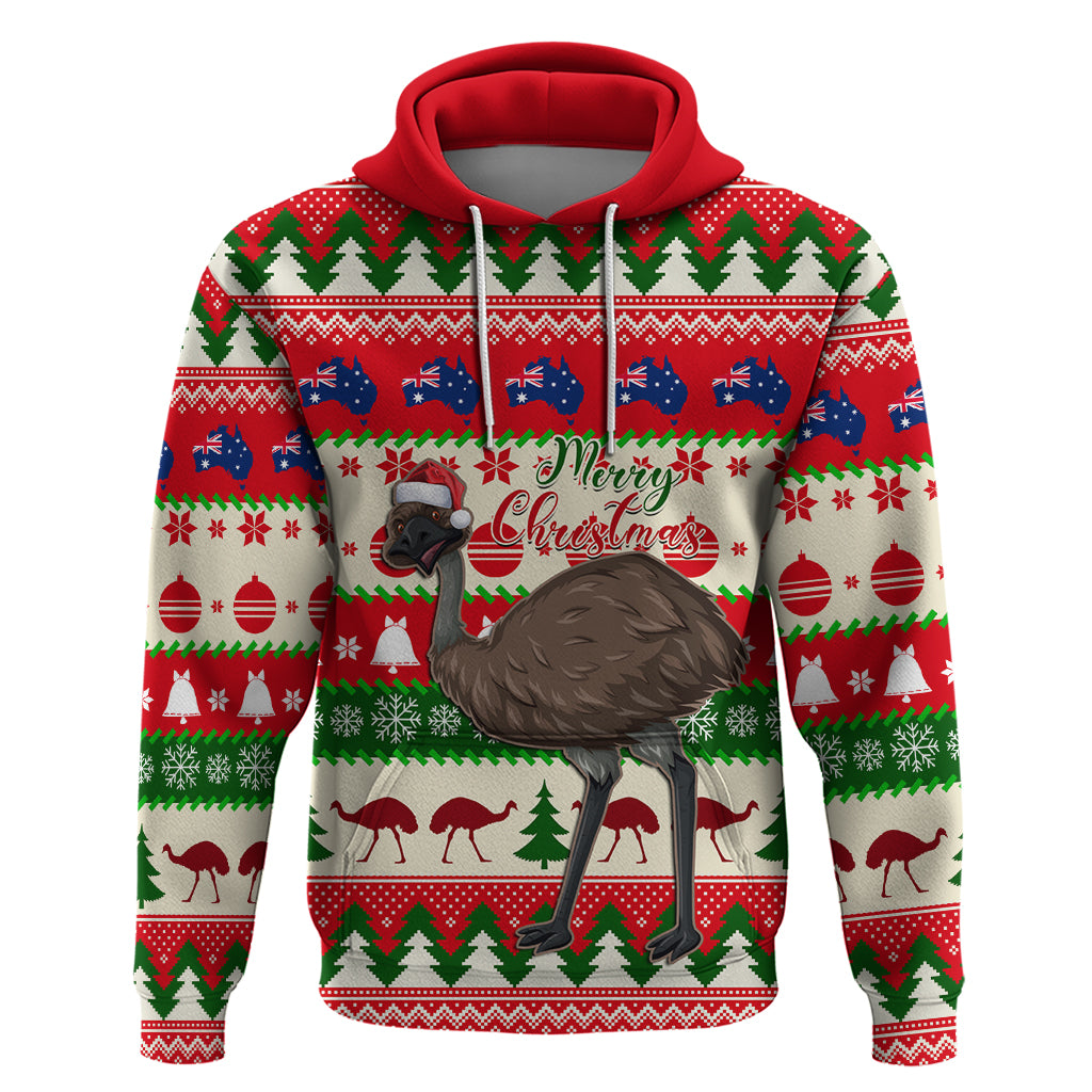 Australia Christmas Hoodie Aussie Emu Santa Merry Xmas - Vibe Hoodie Shop