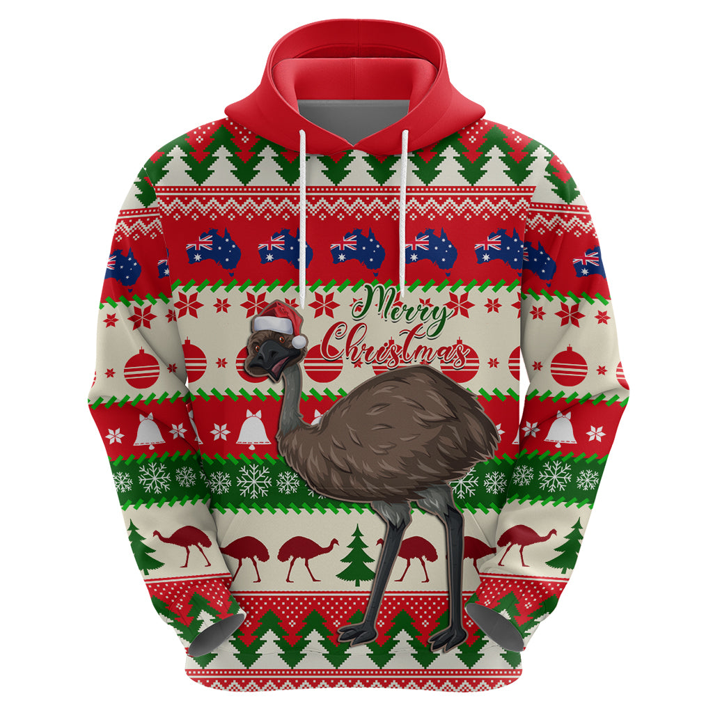 Australia Christmas Hoodie Aussie Emu Santa Merry Xmas - Vibe Hoodie Shop