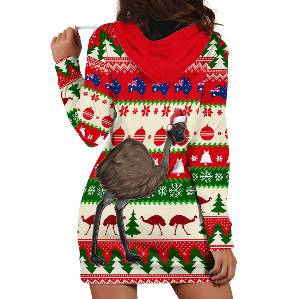 Australia Christmas Hoodie Dress Aussie Emu Santa Merry Xmas - Vibe Hoodie Shop