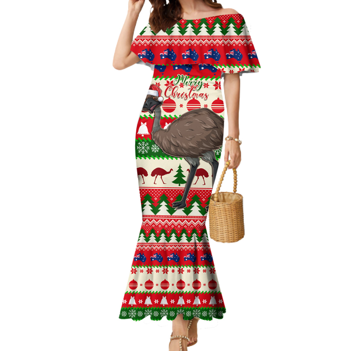 australia-christmas-mermaid-dress-aussie-emu-santa-merry-xmas