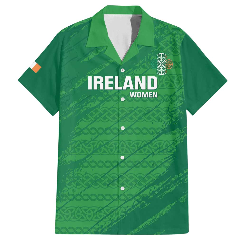 Custom Ireland Cricket Family Matching Long Sleeve Bodycon Dress and Hawaiian Shirt Irish Celtic Knot - National Color