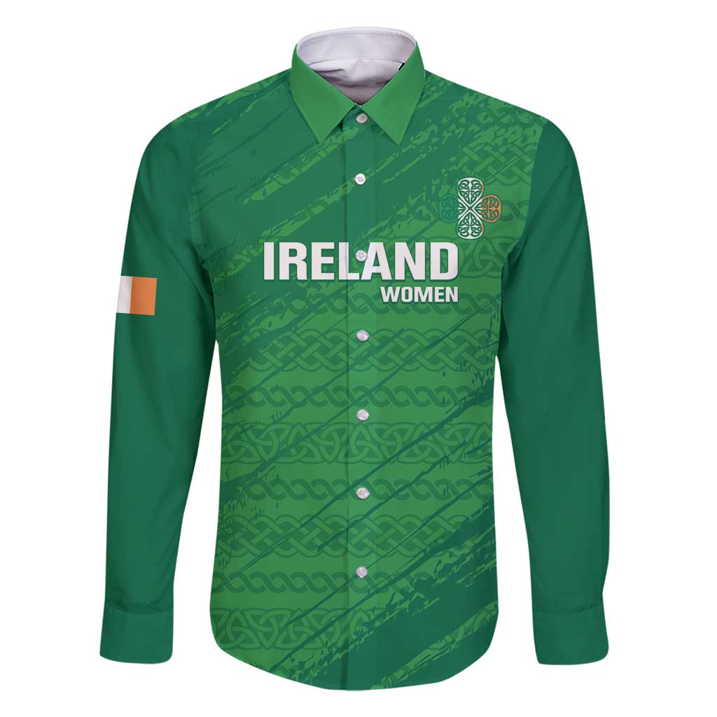 Custom Ireland Cricket Family Matching Long Sleeve Bodycon Dress and Hawaiian Shirt Irish Celtic Knot - National Color