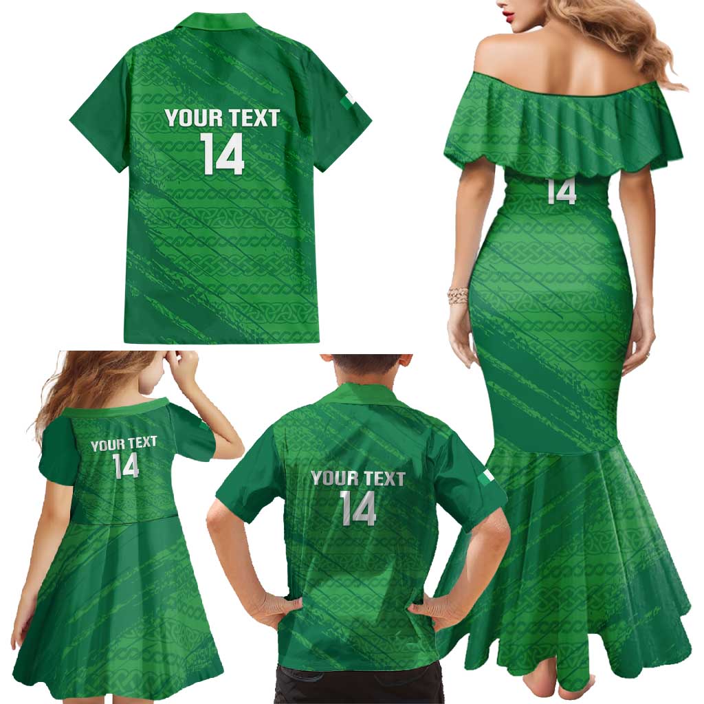 Custom Ireland Cricket Family Matching Mermaid Dress and Hawaiian Shirt Irish Celtic Knot - National Color