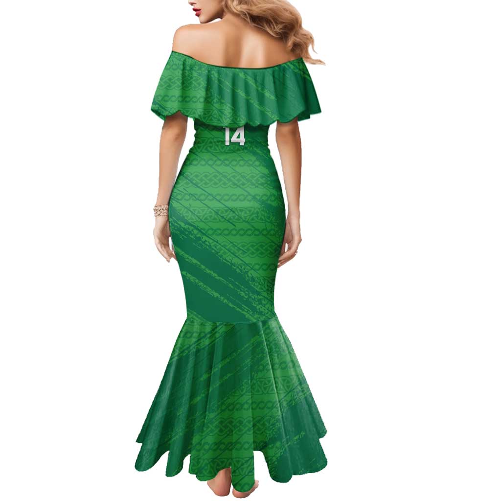 Custom Ireland Cricket Family Matching Mermaid Dress and Hawaiian Shirt Irish Celtic Knot - National Color