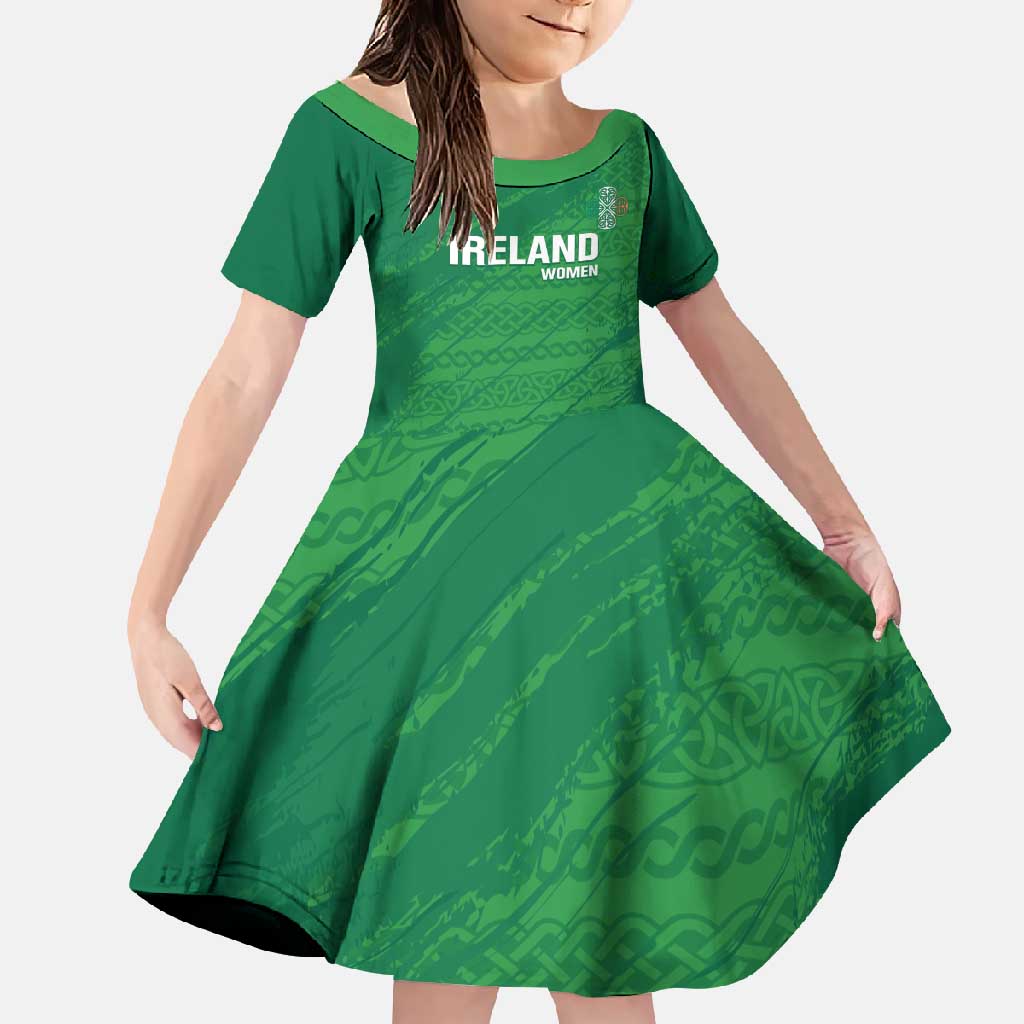 Custom Ireland Cricket Family Matching Off Shoulder Maxi Dress and Hawaiian Shirt Irish Celtic Knot - National Color