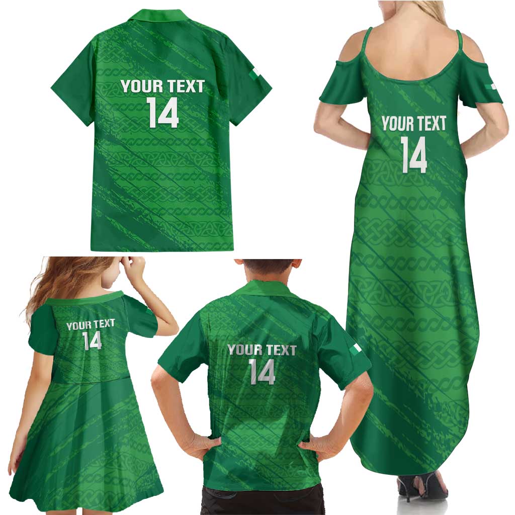 Custom Ireland Cricket Family Matching Summer Maxi Dress and Hawaiian Shirt Irish Celtic Knot - National Color