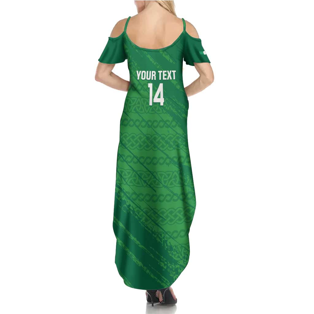 Custom Ireland Cricket Family Matching Summer Maxi Dress and Hawaiian Shirt Irish Celtic Knot - National Color