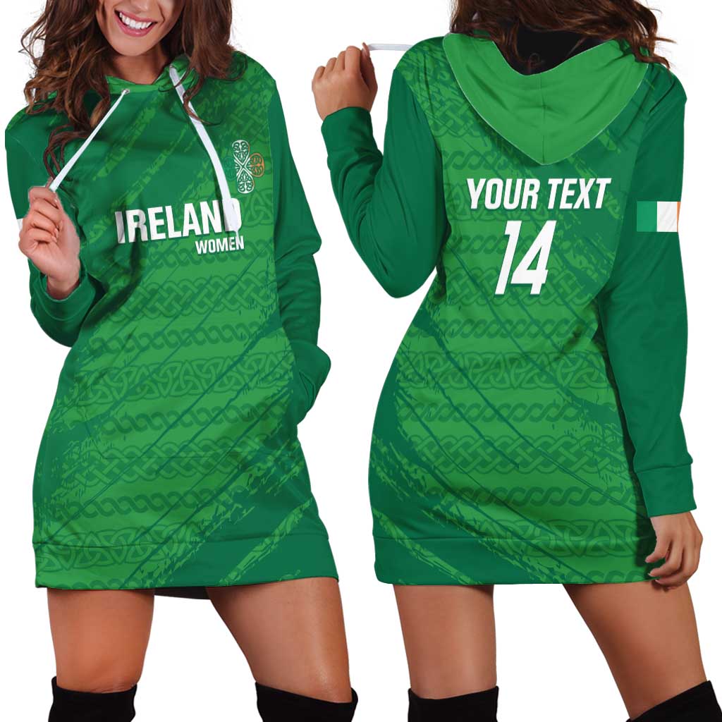 Custom Ireland Cricket Hoodie Dress Irish Celtic Knot - National Color - Vibe Hoodie Shop