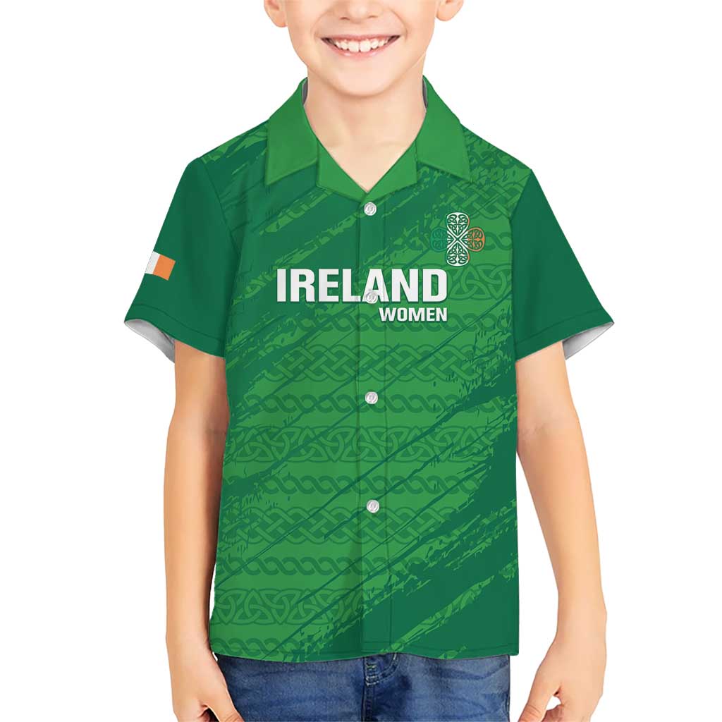 Custom Ireland Cricket Kid Hawaiian Shirt Irish Celtic Knot - National Color