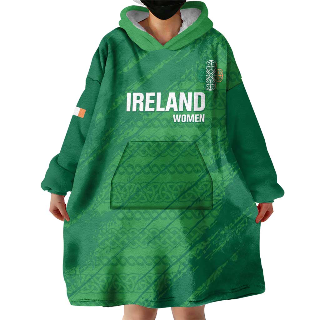 Custom Ireland Cricket Wearable Blanket Hoodie Irish Celtic Knot - National Color - Vibe Hoodie Shop