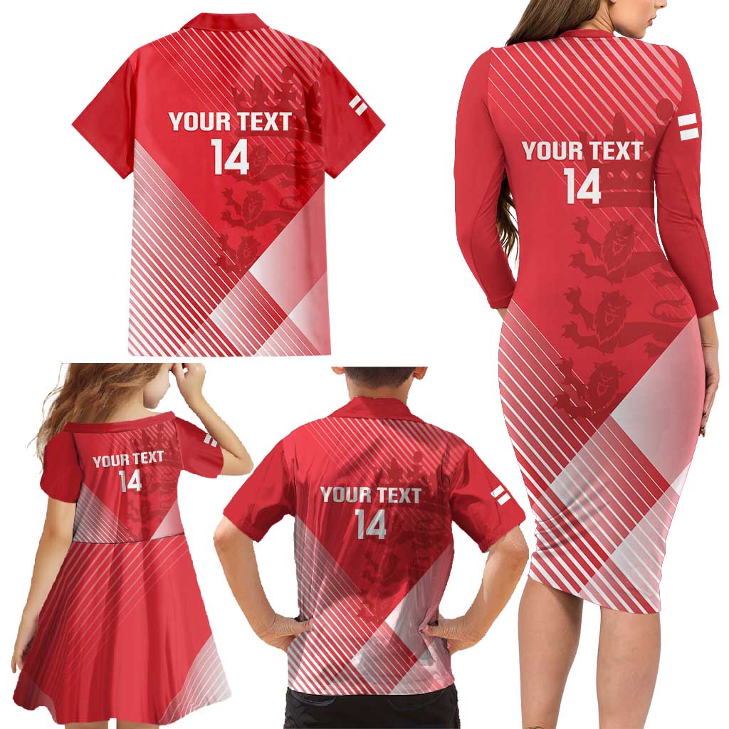 Custom England Cricket Family Matching Long Sleeve Bodycon Dress and Hawaiian Shirt Go Champions Sporty Style