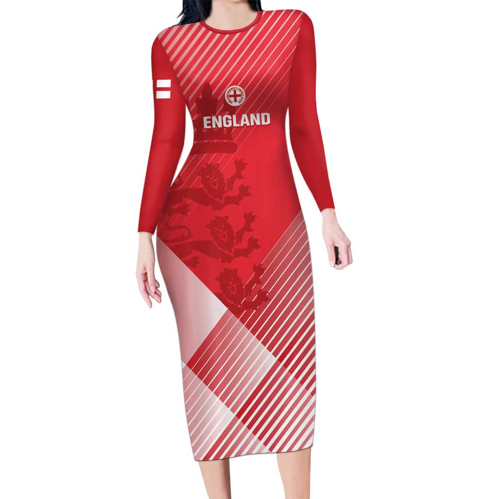 Custom England Cricket Family Matching Long Sleeve Bodycon Dress and Hawaiian Shirt Go Champions Sporty Style