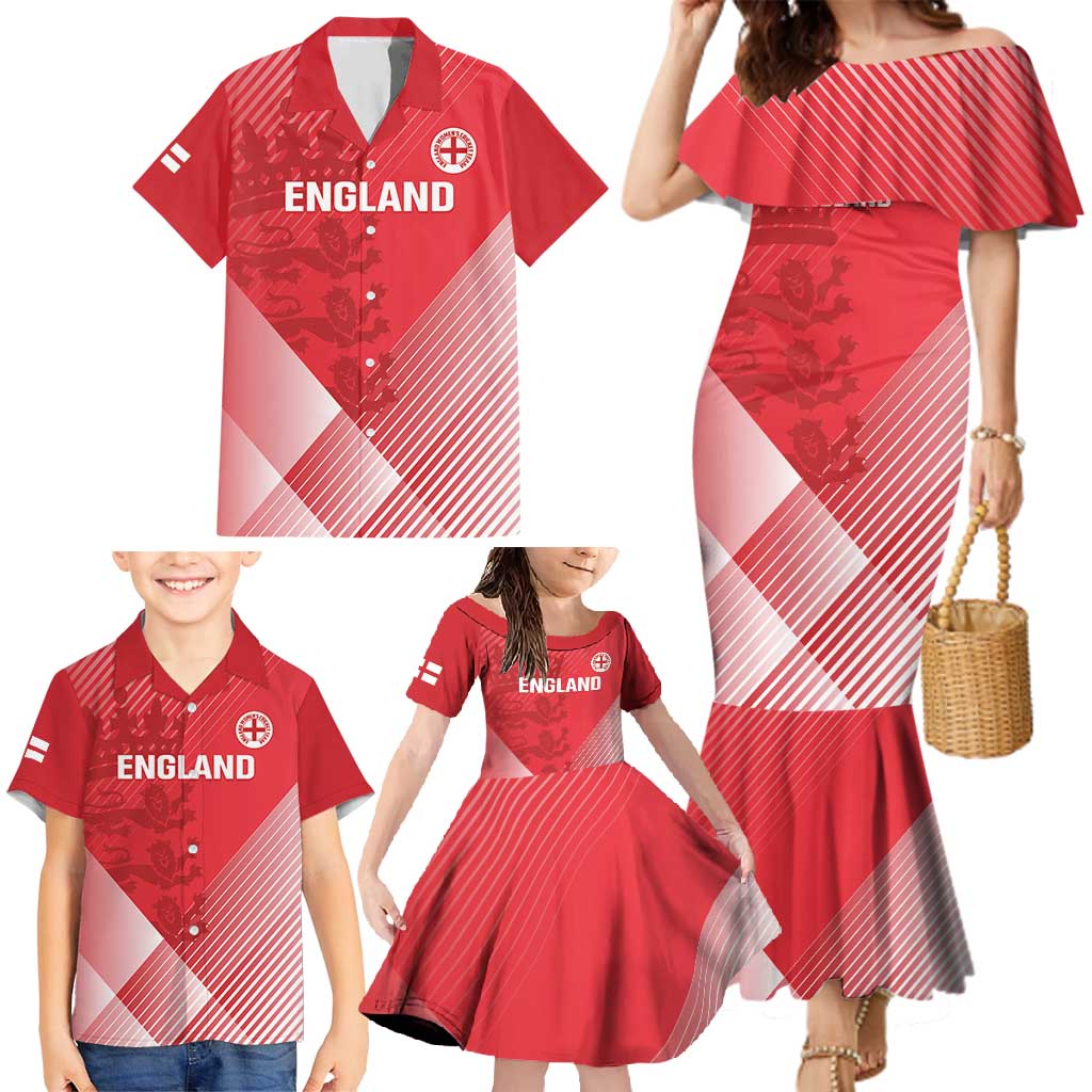 Custom England Cricket Family Matching Mermaid Dress and Hawaiian Shirt Go Champions Sporty Style