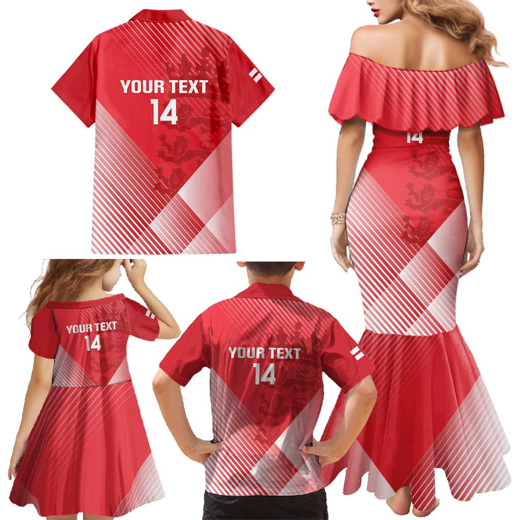 Custom England Cricket Family Matching Mermaid Dress and Hawaiian Shirt Go Champions Sporty Style