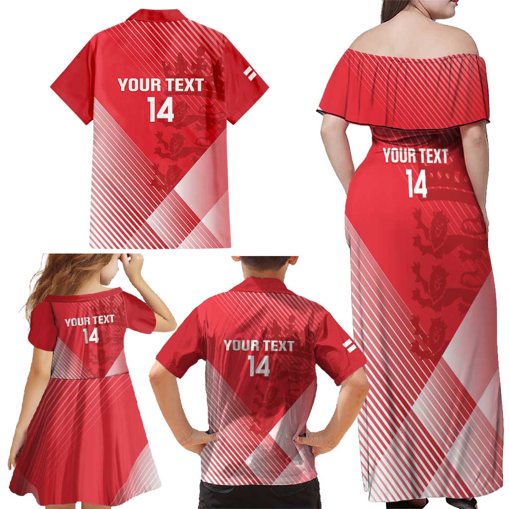 Custom England Cricket Family Matching Off Shoulder Maxi Dress and Hawaiian Shirt Go Champions Sporty Style