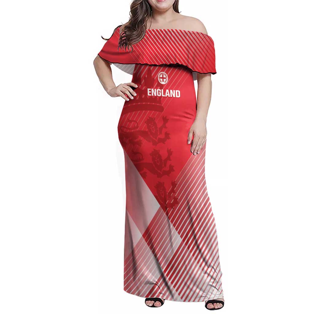 Custom England Cricket Family Matching Off Shoulder Maxi Dress and Hawaiian Shirt Go Champions Sporty Style