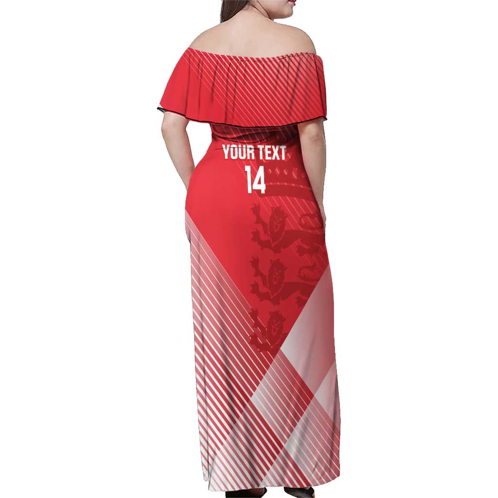 Custom England Cricket Family Matching Off Shoulder Maxi Dress and Hawaiian Shirt Go Champions Sporty Style