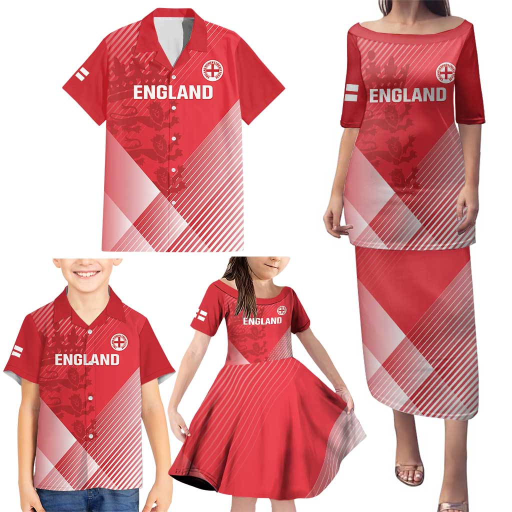 Custom England Cricket Family Matching Puletasi and Hawaiian Shirt Go Champions Sporty Style