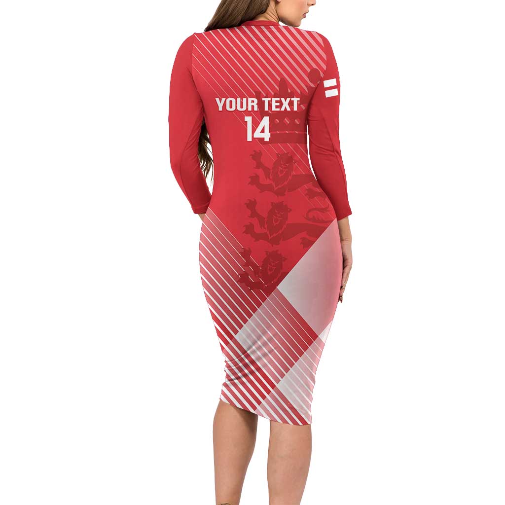 Custom England Cricket Long Sleeve Bodycon Dress Go Champions Sporty Style