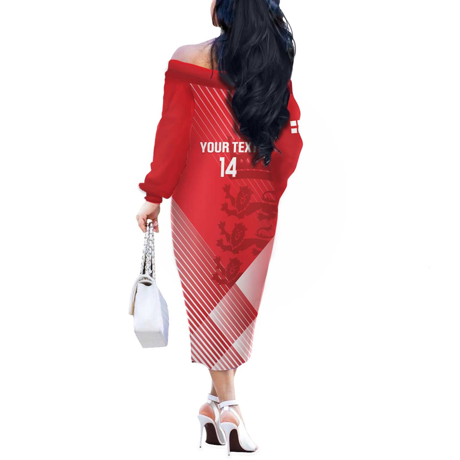 Custom England Cricket Off The Shoulder Long Sleeve Dress Go Champions Sporty Style